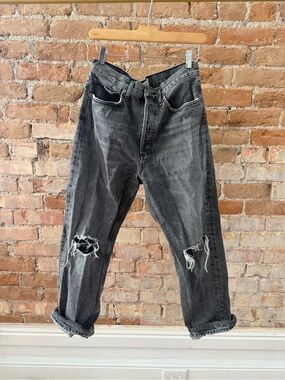 Agolde Black Washed Distressed Relaxed Jeans